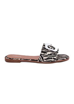 Boto Płaskie Klapki Damskie Z Ozdobną Klamrą Zebra Clariola białe ze sklepu ButyModne.pl w kategorii Klapki damskie - zdjęcie 183598010
