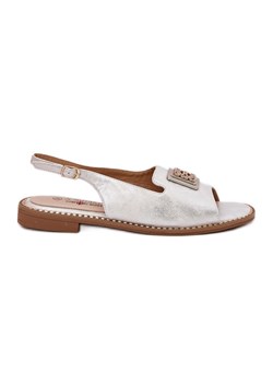 Eleganckie Sandały Damskie Na Płaskim Obcasie Z Ozdobą S.Barski KV51-082 Srebrne srebrny ze sklepu ButyModne.pl w kategorii Sandały damskie - zdjęcie 183598034