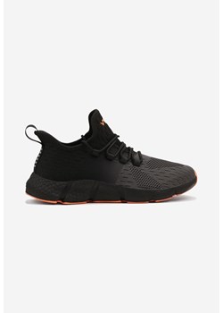 Czarno-Pomarańczowe Wsuwane Buty Sportowe Sneakersy z Siateczki na Tłoczonej Podeszwie Salafina ze sklepu born2be.pl w kategorii Buty sportowe męskie - zdjęcie 183599510