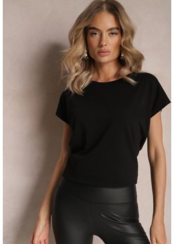 Czarny T-shirt z Krótkim Rękawem Bawełniany Telarosa ze sklepu renee.pl w kategorii Bluzki damskie - zdjęcie 183601024
