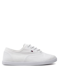 Tenisówki Tommy Hilfiger Canvas Lace Up Sneaker FW0FW07805 Biały ze sklepu eobuwie.pl w kategorii Trampki damskie - zdjęcie 183602051