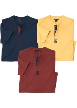 Zestaw 3 koszulek z fantazyjnym, zapinanym dekoltem ze sklepu Atlas For Men w kategorii T-shirty męskie - zdjęcie 183604951
