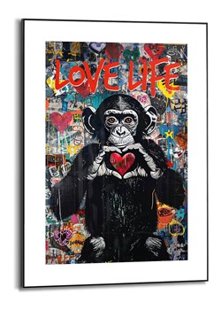 Orangewallz Druk artystyczny &quot;Love Life Monkey&quot; w ramce - 50 x 70 cm ze sklepu Limango Polska w kategorii Obrazy - zdjęcie 183609610