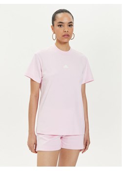 adidas T-Shirt Embroidered IS4288 Różowy Regular Fit ze sklepu MODIVO w kategorii Bluzki damskie - zdjęcie 183612832