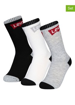 Levi&apos;s Kids Skarpety (3 pary) w kolorze czarnym, białym i szarym ze sklepu Limango Polska w kategorii Skarpetki dziecięce - zdjęcie 183625862