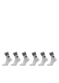 Zestaw 6 par wysokich skarpet unisex adidas 3-Stripes JE1828 Biały ze sklepu eobuwie.pl w kategorii Skarpetki męskie - zdjęcie 183634293