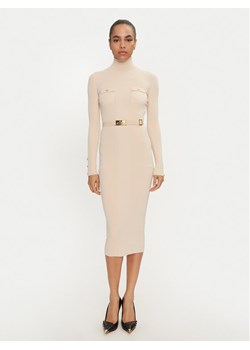 Elisabetta Franchi Sukienka dzianinowa AM-25B-46E2-V440 Écru Slim Fit ze sklepu MODIVO w kategorii Sukienki - zdjęcie 183635090