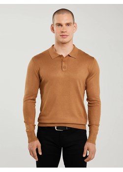 Sweter męski z kołnierzykiem polo brązowy Bradson 802 ze sklepu Big Star w kategorii Swetry męskie - zdjęcie 183635890