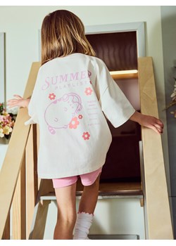 Reserved - Bawełniany t-shirt Pusheen - złamana biel ze sklepu Reserved w kategorii Bluzki dziewczęce - zdjęcie 183637252