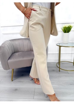 Beżowe Eleganckie Spodnie w Kant ze sklepu ModnaKiecka.pl w kategorii Spodnie damskie - zdjęcie 183640553