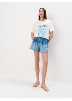 Mohito - T-shirt z nadrukiem z przodu - kremowy ze sklepu Mohito w kategorii Bluzki damskie - zdjęcie 183640761