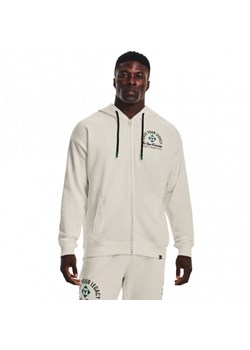 Męska bluza dresowa rozpinana z kapturem Under Armour Project Rock HW Terry FZ Fam - kremowa ze sklepu Sportstylestory.com w kategorii Bluzy męskie - zdjęcie 183641524