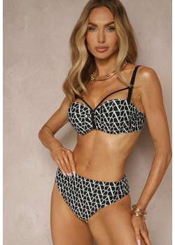Czarne Bikini Biustonosz i Majtki Typu Figi w Geometryczny Wzór Linarissa ze sklepu renee.pl w kategorii Stroje kąpielowe - zdjęcie 183647922