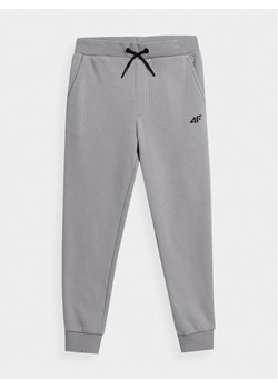 4F Spodnie dresowe 4FJAW23TTROM411 Szary Regular Fit ze sklepu MODIVO w kategorii Spodnie chłopięce - zdjęcie 183652274