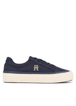 Tenisówki Tommy Hilfiger Vulc Sneaker Linnen FW0FW07673 Granatowy ze sklepu eobuwie.pl w kategorii Trampki damskie - zdjęcie 183658860