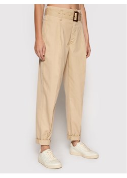 Polo Ralph Lauren Spodnie materiałowe 211752936006 Beżowy Regular Fit ze sklepu MODIVO w kategorii Spodnie damskie - zdjęcie 183660201