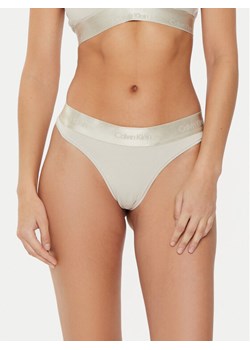 Calvin Klein Underwear Stringi 000QF7997E Beżowy ze sklepu MODIVO w kategorii Majtki damskie - zdjęcie 183660313
