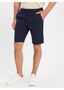 Finshley & Harding Męskie szorty z zawartością lnu - Riley Mężczyźni Bawełna granatowy jednolity ze sklepu vangraaf w kategorii Spodenki męskie - zdjęcie 183661584