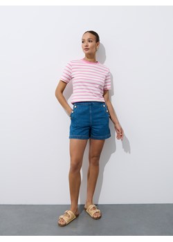 Mohito - T-shirt z merceryzowanej bawełny - pastelowy różowy ze sklepu Mohito w kategorii Bluzki damskie - zdjęcie 183661914