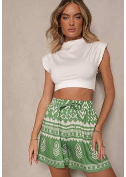 Zielone Wiskozowe Szorty High Waist ze Wzorem Boho Lunadora ze sklepu renee.pl w kategorii Szorty - zdjęcie 183663810