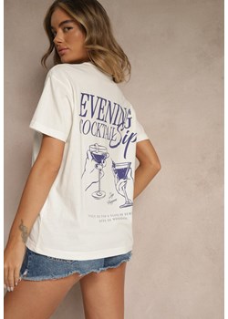 Jasnobeżowy T-shirt z Bawełny z Nadrukiem Adferia ze sklepu renee.pl w kategorii Bluzki damskie - zdjęcie 183663950