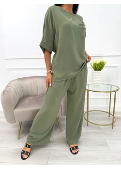 Khaki Komplet Bluzka + Spodnie ze sklepu ModnaKiecka.pl w kategorii Komplety i garnitury damskie - zdjęcie 183664323