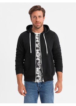 Bluza męska rozpinana z kapturem BASIC - czarna V1 OM-SSBZ-0118 ze sklepu ombre w kategorii Bluzy męskie - zdjęcie 183664500