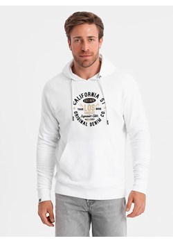 Męska bluza z nadrukiem kangurka - biała V1 OM-SSPS-0151 ze sklepu ombre w kategorii Bluzy męskie - zdjęcie 183664562