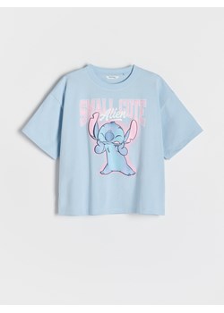 Reserved - Bawełniany t-shirt Lilo i Stitch - jasnoniebieski ze sklepu Reserved w kategorii Bluzki dziewczęce - zdjęcie 183665081