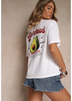 Biały T-shirt z Bawełną ze Wzorem Awokado Tilannia ze sklepu renee.pl w kategorii Bluzki damskie - zdjęcie 183665450