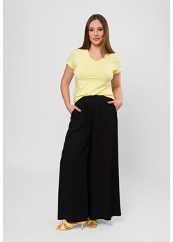 Żółty bawełniany t-shirt w serek ze sklepu Molton w kategorii Bluzki damskie - zdjęcie 183667011