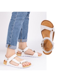 Sandały damskie barefoot-friendly Kallia – skórzane, szerokie, lekkie białe ze sklepu butyolivier w kategorii Sandały damskie - zdjęcie 183677300