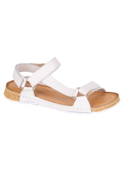 Sandały damskie barefoot-friendly Kallia – skórzane, szerokie, lekkie białe ze sklepu butyolivier w kategorii Sandały damskie - zdjęcie 183677304