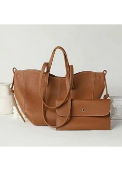 Duża skórzana torba z kosmetyczką - Brązowy ze sklepu Intimica.pl w kategorii Torby Shopper bag - zdjęcie 183677402