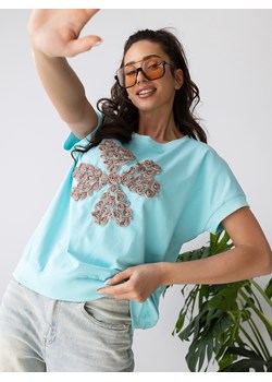 bluzka fleurs miętowa one size ze sklepu UBRA w kategorii Bluzki damskie - zdjęcie 183682473