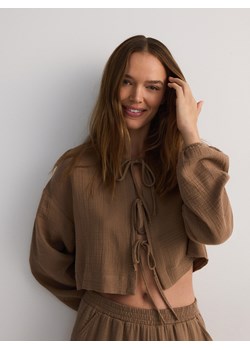 Reserved - Bluzka z wiązaniem - brązowy ze sklepu Reserved w kategorii Bluzki damskie - zdjęcie 183684924