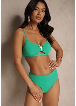 Ciemnozielone Bikini Majtki Figi i Biustonosz Ozdobiony Metaliczną Aplikacją Kinniela ze sklepu renee.pl w kategorii Stroje kąpielowe - zdjęcie 183686731