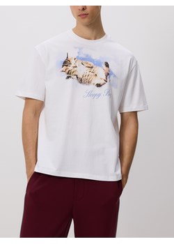 Reserved - T-shirt boxy z nadrukiem - biały ze sklepu Reserved w kategorii T-shirty męskie - zdjęcie 183687302