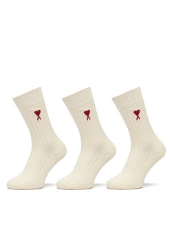 Skarpety wysokie unisex AMI PARIS USC003.379 Écru ze sklepu eobuwie.pl w kategorii Skarpetki męskie - zdjęcie 183687633