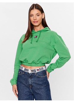 Tommy Jeans Bluza Elasticated Badge DW0DW16135 Zielony Relaxed Fit ze sklepu MODIVO w kategorii Bluzy damskie - zdjęcie 183689073