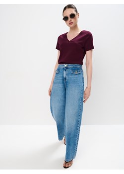 Mohito - T-shirt z merceryzowanej bawełny - kasztanowy ze sklepu Mohito w kategorii Bluzki damskie - zdjęcie 183691461
