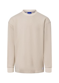 HUGO BLUE Bluza męska - Nuwolo Mężczyźni beżowy wypukły wzór tkaniny ze sklepu vangraaf w kategorii T-shirty męskie - zdjęcie 183691541