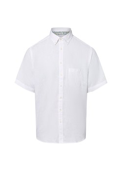 Fynch-Hatton Męska koszula casual z zawartością lnu Mężczyźni Regular Fit len biały jednolity ze sklepu vangraaf w kategorii Koszule męskie - zdjęcie 183691563