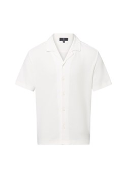 Nils Sundström Męska koszulka rekreacyjna z krótkim rękawem Mężczyźni Regular Fit Bawełna écru wypukły wzór tkaniny ze sklepu vangraaf w kategorii Koszule męskie - zdjęcie 183691571