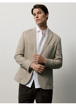 Reserved - Marynarka slim fit z wiskozą - brązowy ze sklepu Reserved w kategorii Marynarki męskie - zdjęcie 183691860