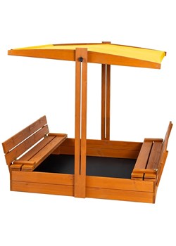 Dla dzieci piaskownica z daszkiem w kolorze żółtym 120 cm W2-P40 ze sklepu Edinos.pl w kategorii Pozostałe wyposażenie ogrodowe - zdjęcie 183693132