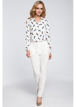 Eleganckie spodnie cygaretki - ecru ze sklepu Cudmoda w kategorii Spodnie damskie - zdjęcie 183696480