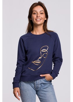 Stylowa bluza z nadrukiem - niebieska ze sklepu Cudmoda w kategorii Bluzy damskie - zdjęcie 183696522