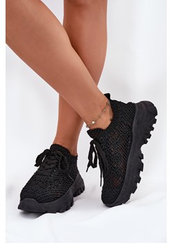 Damskie Sneakersy Z Szydełkową Cholewką Czarne Jelhiris ze sklepu ZAZOO w kategorii Buty sportowe damskie - zdjęcie 183697394