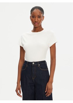 Tommy Hilfiger T-Shirt WW0WW45731 Écru Slim Fit ze sklepu MODIVO w kategorii Bluzki damskie - zdjęcie 183706284
